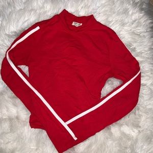Red Cropped Mock Neck Top